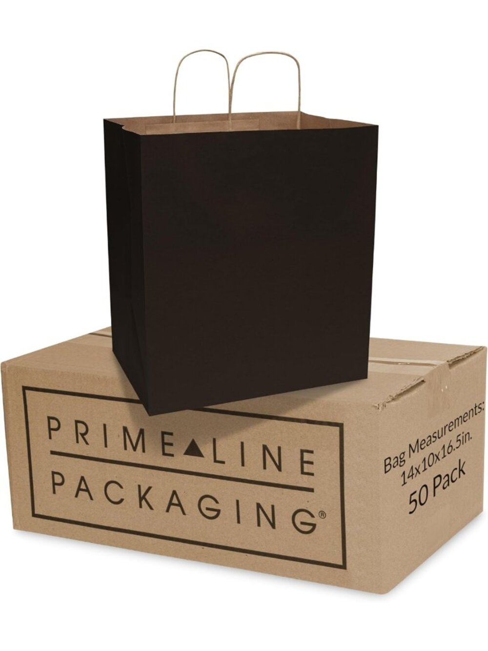 Black Shopping Bags with Handles - 14x10x16.5 In, 50 Pack - Durable & Stylish